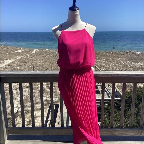 Sam Edelman Hot Pink Pleated Midi Dress - Picture 10 of 13